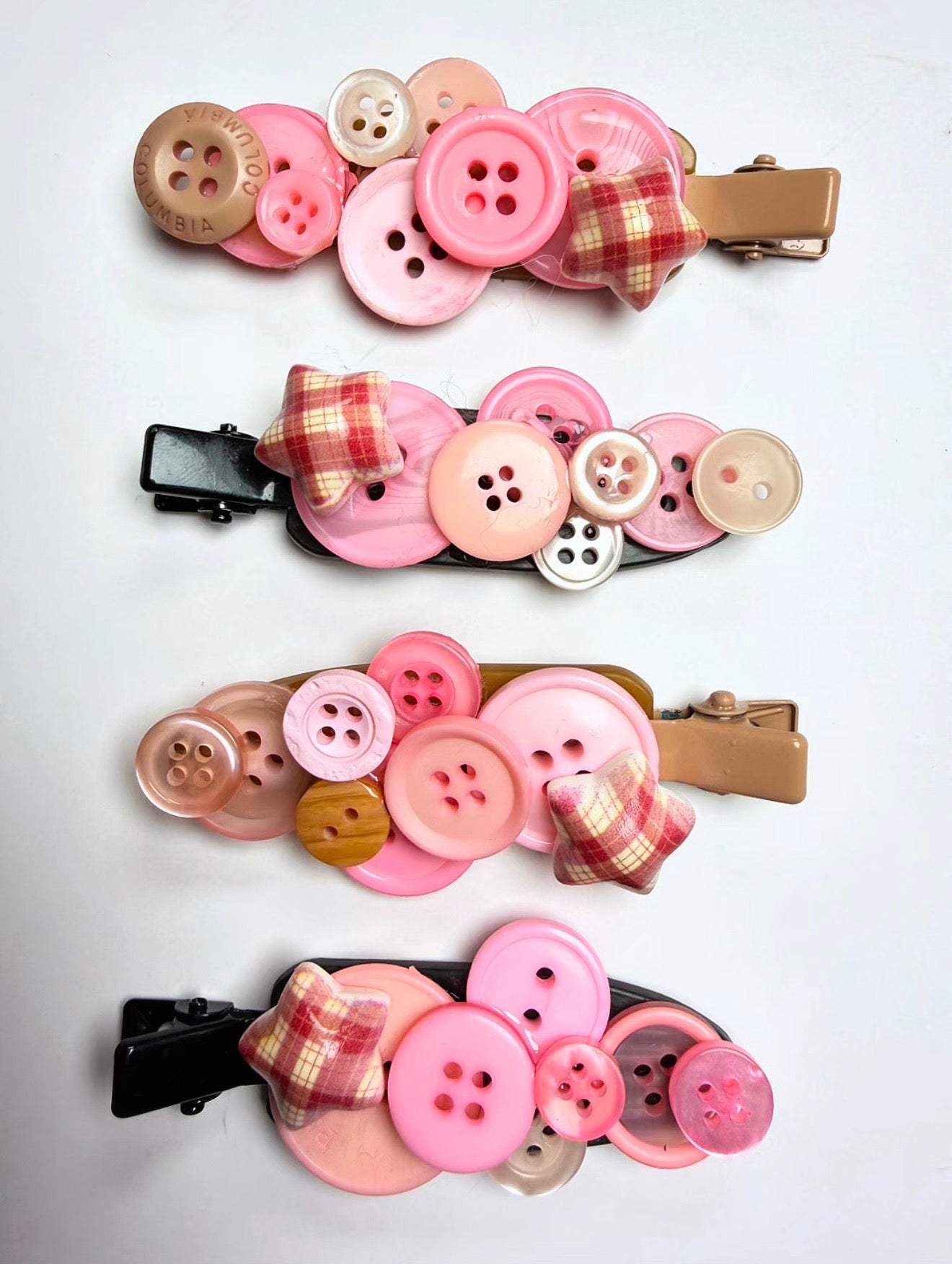 button hair clips